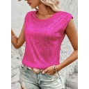 New European and American style spring/summer loose-fitting casual fashion party round neck sleeveless top women's sequined T-shirt