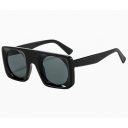 2026 New Large Frame Square Sunglasses, European and American Style, Simple Flat Top, Concave Round Lens, Fashionable Sunglasses