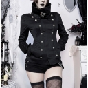 Dark-themed high-neck retro jacket with metal buckles, new 2026 gothic style jacket.