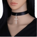 Hip-hop punk exquisite cross choker collar chain retro cross pendant necklace leather choker