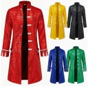 Halloween European and American style sequined long coat, retro stand-up collar knight coat, stage performance party dress
