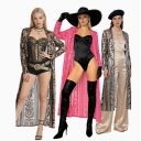European and American style mesh sequined see-through long-sleeved cardigan, plus size women's pajamas/party performance costume