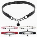 Unique dark and sweet cool sexy girl leather choker necklace, light luxury niche choker bell necklace for women