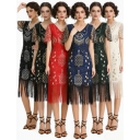 Cocktail Ball Party Sequined Tassel Dress - 1920s Retro Ball Party Gown