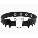 New bat wing cat head necklace/choker, unique punk-style creative snap-button leather necklace/neckband/collarbone choker