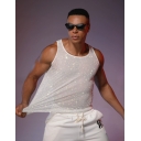 European and American style men's fishnet back hollow suspender vest men's sexy see-through sequin disco outfit nightclub performance costume