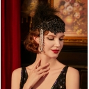 1920s European and American headdress with flying wave girl feather headdress and chain, roaring 1920s hair accessories