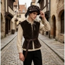 Medieval Tudor feather hat, clown muffin, Elizabethan Renaissance headdress