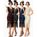1920s Gatsby retro dress, plus-size European and American style, sequined and beaded cocktail party dress
