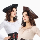 Halloween party costume props, captain's hat/triangle hat, available in two colors.