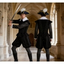 Tudor Elizabethan era role-playing costume, medieval Renaissance black outfit (including hat)