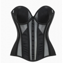 French-style breathable mesh court corset with waist-cinching fishbone bustier and underwire sexy inner strapless top for women.