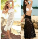 Sexy cover up beach dress hollow out lace foral for ladies