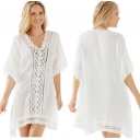 New high quality loosed sleeve white cover up beach dress