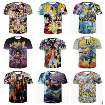 Cartoon logo T-shirt One Piece Naruto Pokemon 3D printed short-sleeved short-sleeve wholesale POREMON