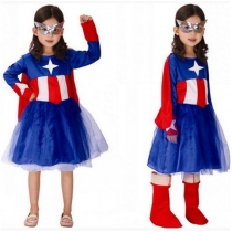 Children's festive clothing women dress US team Captain America Cosplay Halloween Female clothes