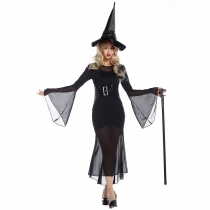 2016 new long black witch Halloween witch dress clothes