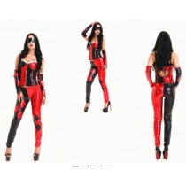 Sexy leather catsuit red color jumpsuits