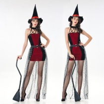 Halloween Wine Red Sexy Witch Witch Costume Halloween Party Party Stage Costume with sock