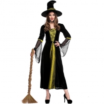 2018 new Halloween witch costume adult role playing halloween green witch COS costume