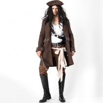 2018 new Halloween men's role-playing pirate costume adult game stage costume men's pirate uniform temptation