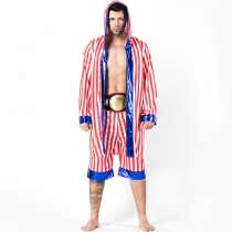 2018 new Halloween new boxing champion men's cosplay costume men's boxing suit suit striped stage costume
