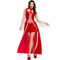 2018 new Halloween costume adult big red skull hollow dress queen dress prom rave party cosplay