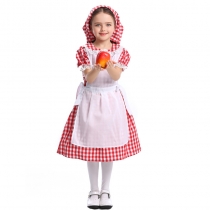 American Century Farm Costume Halloween Fairy Cosplay Lace Red Plaid Beer Dress Maid