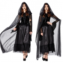 2019 new black cloak cloak vampire demon dark messenger costume Halloween party costume