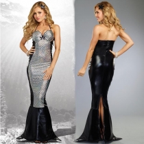 2019 new black imitation leather mermaid costume dark mermaid costume character theme play stage costume