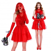 2019 new Halloween red ghost bride singer costume uniform temptation DS night stage stage costumes