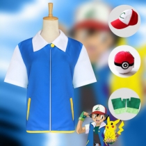 Pokemon Pokémon Xiaozhi clothes cosplay Gloves jacket anime clothing new version COS clothing four-piece suit