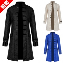 European and American explosions men's medieval clothing jacket jacket windbreaker long retro stand collar