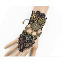 Explosion models Gothic punk retro lace bracelet ladies gear clock steam engine jewelry party accessories