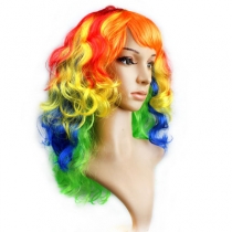 Halloween Christmas Masquerade Dress Up Catwalk Color Big Wave Wig Set