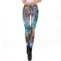 Explosion models 3D printed fish scale pencil pants ladies feet leggings