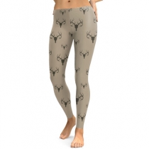 2019 new digital printing leggings European and American gray green teaching elastic tight women's leggings