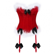 Court tunic blouse feather velvet Christmas costume ball bow corset