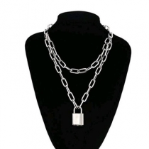 European and American accessories Personalized punk hip-hop lock double-layer thick chain wild sweater chain necklace female