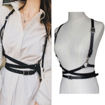 Casual Leather Waistband Binding Belt Personality Sling Strap + Belt Integrated Strap-style Shirt Waist Seal