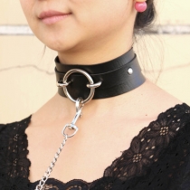 Exaggerated sex toys ring PU leather collar slave traction rope flirting neck and neck sleeve adult couple toys