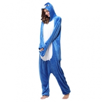 New Flannel Shark Adult Cartoon Siamese Pajamas Couple Animal Homewear Wholesale Hot Sale