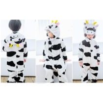 Children's cow animal flannel one-piece pajamas long sleeve cartoon