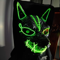 New Halloween LED Streaming Light Full Face Mask Men and Women Party Wolf Head Ghost Face Clown Horror Luminous Mask