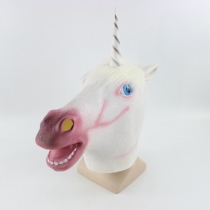 Cute unicorn animal latex mask girl party halloween horse mannequin headgear