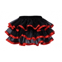 Europe and America all-match black mesh puffy miniskirt