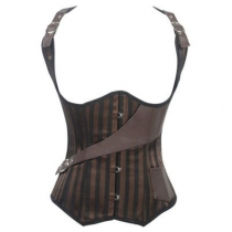 Brown striped steel corset, European and American fashion tights, body shaping and recovery waist clip