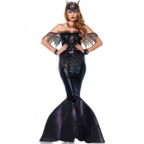 Halloween black mermaid dress adult sexy role playing new performance photography costume