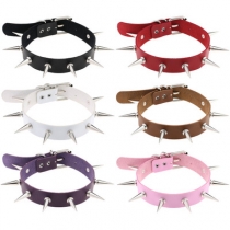 Explosive accessories European and American style nightclub PU leather creative necklace rivet spiked collar clavicle chain