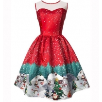 Hot sale big swing skirt retro European and American dress Christmas style